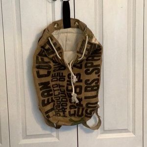 Upcycled backpack made from coffee bean bag